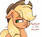 Size: 1154x1000 | Tagged: safe, artist:galaxy swirl, imported from derpibooru, applejack, earth pony, pony, applejack is not amused, eye clipping through hair, eyebrows, eyebrows visible through hair, female, mare, solo, unamused