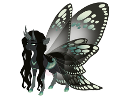 Size: 4400x3500 | Tagged: safe, artist:gigason, imported from derpibooru, oc, oc:swallowtail, changeling, female, horn, multiple horns, simple background, solo, transparent background, tricorn