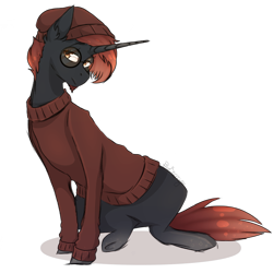 Size: 2000x2000 | Tagged: safe, artist:pixelberrry, imported from derpibooru, oc, oc:dis, pony, unicorn, clothes, glasses, horn, male, simple background, solo, stallion, sweater, transparent background