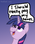 Size: 462x585 | Tagged: safe, artist:realdash, imported from derpibooru, twilight sparkle, unicorn, cute, doodle, horn, horse taxes, looking up, magma, open mouth, pay your taxes, pixel art, smiling, taxes, text, twiabetes, unicorn twilight