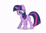 Size: 800x582 | Tagged: safe, artist:zeffdakilla, imported from derpibooru, twilight sparkle, pony, unicorn, animated, blinking, flash, gif, horn, looking at self, looking sideways, raised hoof, show accurate, simple background, smiling, solo, standing, unicorn twilight, white background