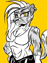 Size: 767x1023 | Tagged: safe, artist:jully-park, imported from derpibooru, allura, furry, g5, grayscale, monochrome, simple background, solo, yellow background
