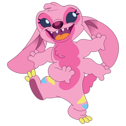 Size: 1500x1500 | Tagged: safe, artist:prixy05, imported from derpibooru, pinkie pie, experiment, female, four arms, lilo and stitch, simple background, solo, species swap, transparent background, uvula, vector