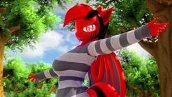 Size: 1920x1080 | Tagged: safe, artist:runic_the_wolf, oc, oc only, oc:runic, anthro, 3d, breasts, clothes, t pose