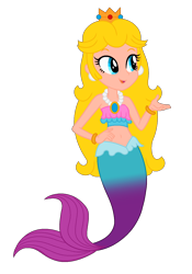 Size: 1048x1496 | Tagged: safe, artist:connor-rk800-343, artist:user15432, imported from derpibooru, human, mermaid, equestria girls, base used, bracelet, clothes, crossover, crown, ear piercing, earring, equestria girls style, equestria girls-ified, fins, gradient tail, hand on hip, jewelry, mermaid peach, mermaid princess, mermaid tail, mermaidized, necklace, pearl earrings, pearl necklace, piercing, princess peach, princess peach showtime, regalia, simple background, species swap, strapless, super mario bros., transparent background