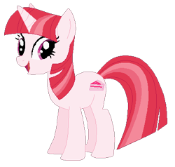 Size: 410x391 | Tagged: safe, artist:selenaede, artist:user15432, imported from derpibooru, pudding pie, pony, unicorn, base used, g4, generation leap, looking at you, open mouth, open smile, pink coat, pink hair, pink mane, pink tail, recolor, simple background, smiling, transparent background