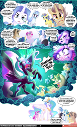 Size: 1948x3192 | Tagged: safe, artist:lummh, artist:rachel-morrigan, imported from derpibooru, fancypants, princess cadance, princess celestia, alicorn, earth pony, pony, unicorn, comic:the princess of love, comic, female, filly, filly cadance, foal, horn, imagine spot, male, mare, nightmare cadance, nightmarified, speech bubble, stallion, wing hands, wings, young cadance, younger