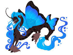 Size: 4900x3700 | Tagged: safe, artist:gigason, imported from derpibooru, oc, oc only, oc:blues, draconequus, interspecies offspring, magical threesome spawn, obtrusive watermark, offspring, parent:discord, parent:princess luna, parent:queen chrysalis, simple background, solo, transparent background, watermark