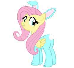 Size: 828x761 | Tagged: safe, artist:lizzmcclin, imported from derpibooru, fluttershy, pegasus, pony, animal costume, bunny costume, bunny ears, bunnyshy, butt, clothes, costume, female, mare, plot, simple background, solo, transparent background