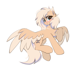 Size: 1150x1077 | Tagged: safe, artist:rieyadraws, imported from derpibooru, oc, oc only, oc:mirta whoowlms, pegasus, pony, blue eyes, chest fluff, cute, ear fluff, facial markings, flying, looking at you, pegasus oc, simple background, smiling, smiling at you, solo, spread wings, white background, wings