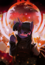 Size: 1330x1920 | Tagged: safe, artist:hierozaki, imported from derpibooru, twilight sparkle, pony, helldiver, helldivers, helldivers 2, science fiction, solo