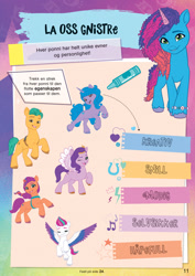 Size: 1285x1820 | Tagged: safe, imported from derpibooru, hitch trailblazer, izzy moonbow, pipp petals, sunny starscout, zipp storm, earth pony, pegasus, pony, unicorn, 2d, activity book, applejack (g5), cute, fluttershy (g5), flying, g5, horn, looking at you, looking away, mane five, mane six (g5), misty brightdawn, mistybetes, my little pony: make your mark, norwegian, official, one eye closed, pinkie pie (g5), rainbow dash (g5), rarity (g5), smiling, smiling at you, standing, twilight sparkle (g5), wink, winking at you