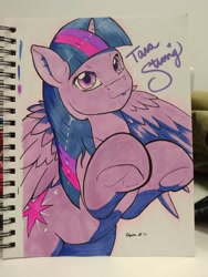 Size: 1140x1520 | Tagged: safe, artist:edgarkingmaker, imported from derpibooru, twilight sparkle, alicorn, belly, copic, etsy, female, lacrimal caruncle, mare, markers, round belly, signed, solo, tara strong, traditional art, twilight sparkle (alicorn)