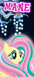 Size: 276x622 | Tagged: safe, imported from derpibooru, fluttershy, pegasus, pony, captain obvious, cropped, english, female, gameloft, long mane, mare, meme, mobile game, my little pony: magic princess, rainbow power, rainbow power-ified, solo, text, wow! glimmer