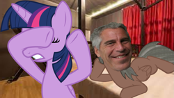 Size: 1493x840 | Tagged: safe, edit, editor:666, imported from derpibooru, twilight sparkle, oc, alicorn, father knows beast, abomination, cursed image, dark comedy, downvote bait, female, jeffrey epstein, mare, meme, op is a duck, op is trying to start shit, op is trying to start shit so badly that it's kinda funny, op isn't even trying anymore, wat