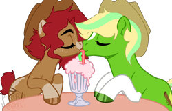 Size: 2750x1772 | Tagged: safe, artist:lordlyric, imported from derpibooru, oc, oc only, oc:maplelasso, oc:pear cobbler, earth pony, base artist:shacor, base used, couple, cute, daaaaaaaaaaaw, female, male, mare, married couple, oc x oc, open marriage, shipping, simple background, stallion, transparent background