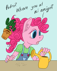 Size: 969x1200 | Tagged: safe, artist:sepiakeys, imported from derpibooru, pinkie pie, anthro, cactus, solo, watering can