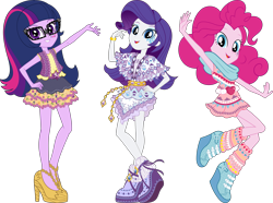 Size: 12032x8930 | Tagged: safe, artist:sugar-loop, imported from derpibooru, pinkie pie, rarity, sci-twi, twilight sparkle, equestria girls, legend of everfree, simple background, transparent background, vector