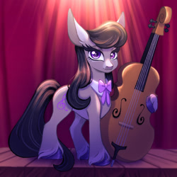 Size: 1280x1280 | Tagged: safe, artist:carouselunique, imported from derpibooru, octavia melody, earth pony, pony, cello, februpony, female, mare, musical instrument, solo, stage