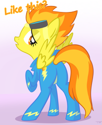 Size: 541x665 | Tagged: safe, artist:tex, deleted from derpibooru, imported from twibooru, spitfire, pegasus, pony, unicorn, banned from derpibooru, butt, clothes, female, image, mare, plot, png, sexy, show accurate, solo, stupid sexy spitfire, uniform, wonderbolts uniform