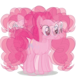Size: 497x497 | Tagged: safe, imported from derpibooru, pinkie pie, earth pony, pony, afterimage, animated, blurry, extreme speed animation, gif, insanity, ludicrous speed, nyoom, pinkie being pinkie, seizure warning, simple background, solo, spinning, white background