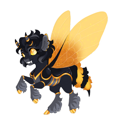 Size: 3600x3600 | Tagged: safe, artist:gigason, imported from derpibooru, oc, oc only, oc:bee dance, bee, beeling, changedling, changeling, insect, magical lesbian spawn, offspring, parent:oc:honey glaze, parent:oc:memnon, parents:oc x oc, rearing, simple background, solo, transparent background