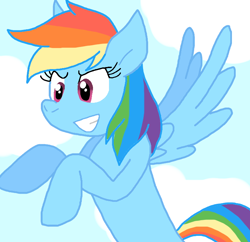 Size: 734x711 | Tagged: safe, artist:cmara, imported from derpibooru, rainbow dash, pegasus, female, flying, ready to fight, solo