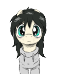 Size: 406x516 | Tagged: safe, artist:ricy, oc:floor bored, earth pony, pony, clothes, female, hoodie, looking at you, mane, mare, mare stare, tired eyes