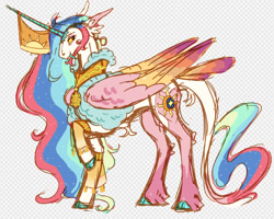 Size: 1114x891 | Tagged: safe, artist:devilbunzz, imported from derpibooru, princess celestia, alicorn, pony, alternate color palette, alternate design, alternate eye color, alternate hair color, alternate tail color, alternate universe, bangles, beard, belly fluff, bracelet, brown eyes, cape, checkered background, cheek fluff, chin fluff, clothes, cloven hooves, coat markings, colored eartips, colored hooves, colored horn, colored sclera, colored sketch, colored teeth, colored wings, colored wingtips, concave belly, ethereal mane, ethereal tail, eyelashes, facial hair, facial markings, fangs, female, fetlock tuft, folded wings, horn, jewelry, large wings, leg fluff, leonine tail, long horn, long legs, long mane, long tail, looking back, mare, multicolored coat, multicolored wings, patterned background, profile, raised hoof, shawl, shiny hoof, sketch, slender, smiling, socks (coat markings), solo, sparkly mane, sparkly tail, standing, star (coat marking), tail, tail fluff, tall, thin, unicorn horn, veil, wall of tags, wavy mane, wavy tail, wingding eyes, wings, yellow sclera