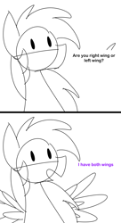 Size: 3000x5512 | Tagged: safe, artist:feather_bloom, imported from derpibooru, oc, pegasus, pony, dialogue, offscreen character, politics, silly, simple, simple background, solo