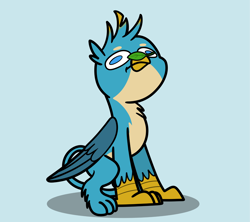 Size: 2048x1816 | Tagged: safe, artist:ewoudcponies, imported from derpibooru, gallus, griffon, blue background, leaf, male, simple background, solo