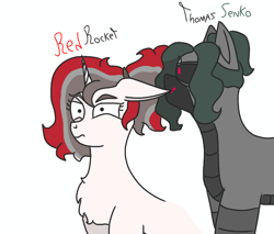 Size: 1240x1058 | Tagged: safe, artist:thomas.senko, imported from derpibooru, oc, oc only, oc:red rocket, unicorn, biting, duo, ear bite, horn, wholesome