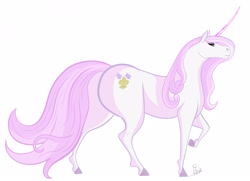 Size: 2258x1632 | Tagged: safe, artist:panthra78, imported from derpibooru, fleur-de-lis, unicorn, female, hoers, horn, mare, raised hoof, simple background, solo, white background