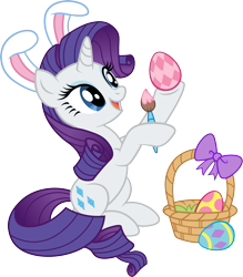 Size: 2750x3146 | Tagged: safe, artist:jaye, imported from derpibooru, rarity, pony, basket, bow, bunny ears, easter, easter egg, female, high res, holiday, mare, simple background, stock vector, transparent background