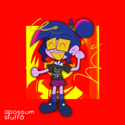 Size: 1500x1500 | Tagged: safe, artist:opossum-stuff, imported from derpibooru, sci-twi, twilight sparkle, equestria girls, female, red background, simple background, solo