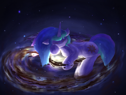 Size: 3000x2250 | Tagged: safe, artist:gosha305, imported from derpibooru, princess celestia, alicorn, pony, alicorn princess, cheek fluff, chest fluff, cute, eyes closed, female, floppy ears, fluffy, folded wings, galaxy, high res, horn, lying down, mare, prone, sky, sleeping, smiling, solo, space, stars, tangible heavenly object, uwu, wings