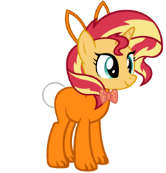 Size: 1024x1067 | Tagged: safe, artist:lizzmcclin, imported from derpibooru, sunset shimmer, pony, unicorn, animal costume, bunny costume, bunny ears, clothes, costume, female, horn, simple background, smiling, solo, transparent background