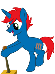 Size: 1536x2048 | Tagged: safe, artist:ry-bluepony1, imported from derpibooru, oc, oc only, oc:train track, pony, unicorn, bipedal, horn, lever, male, open mouth, simple background, solo, stallion, transparent background, unicorn oc