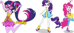 Size: 15053x6887 | Tagged: safe, imported from derpibooru, pinkie pie, rarity, sci-twi, twilight sparkle, dance magic, equestria girls, spoiler:eqg specials, simple background, transparent background, vector