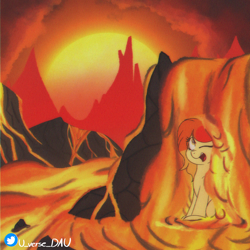 Size: 3072x3072 | Tagged: safe, artist:juniverse, imported from derpibooru, oc, oc only, oc:juniverse, earth pony, pony, 90s filter, bathing, cute, exoplanet, fact, female, happy, intense heat, lava, magma, mountain, smiling, space pony, stars