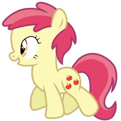 Size: 768x768 | Tagged: artist needed, safe, imported from derpibooru, liberty belle, earth pony, pony, magical mystery cure, apple cutie mark, female, filly, foal, food cutie mark, grining, simple background, smiling, solo, white background