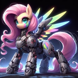 Size: 1024x1024 | Tagged: prompter needed, safe, imported from derpibooru, fluttershy, ai content, ai generated, armor, female, generator:dall-e 3, looking at you, mare