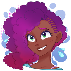 Size: 800x800 | Tagged: safe, artist:dumpling, edit, imported from derpibooru, human, cute, dark skin, female, freckles, g5, graveyard of comments, grin, humanized, misty brightdawn, mistybetes, simple background, smiling, solo, white background