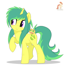 Size: 2000x2000 | Tagged: safe, artist:r4hucksake, imported from derpibooru, oc, oc only, oc:lima mistral, cat, pony, unicorn, blushing, female, horn, kitten, mare, simple background, smiling, solo, transparent background