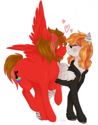 Size: 1280x1622 | Tagged: safe, artist:pixelberrry, imported from derpibooru, oc, oc only, pegasus, pony, clothes, female, hoodie, kissing, mare, simple background, transparent background