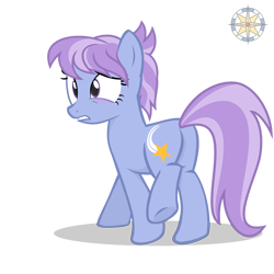 Size: 3500x3500 | Tagged: safe, artist:r4hucksake, imported from derpibooru, oc, oc:amethyst sprint, earth pony, pony, blushing, butt, female, mare, plot, simple background, solo, transparent background