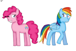 Size: 6000x4000 | Tagged: safe, artist:taylorliufilmsart, imported from derpibooru, pinkie pie, rainbow dash, earth pony, pegasus, duo, duo female, female, simple background, white background