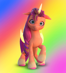 Size: 1920x2113 | Tagged: safe, artist:fynamic, edit, edited screencap, imported from derpibooru, screencap, sunny starscout, alicorn, female, g5, gradient background, horn, race swap, rainbow background, sunnycorn, wings