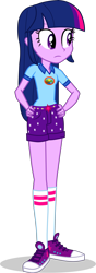 Size: 1342x3827 | Tagged: safe, artist:dustinwatsongkx, imported from derpibooru, twilight sparkle, human, equestria girls, camp everfree outfits, clothes, clothes swap, female, hand on hip, my little pony equestria girls: legend of everfree, simple background, solo, transparent background
