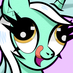 Size: 2000x2000 | Tagged: safe, artist:scandianon, imported from derpibooru, lyra heartstrings, earth pony, pony, bust, derp, female, licking, licking lips, mare, open mouth, reaction image, tongue out, wall eyed